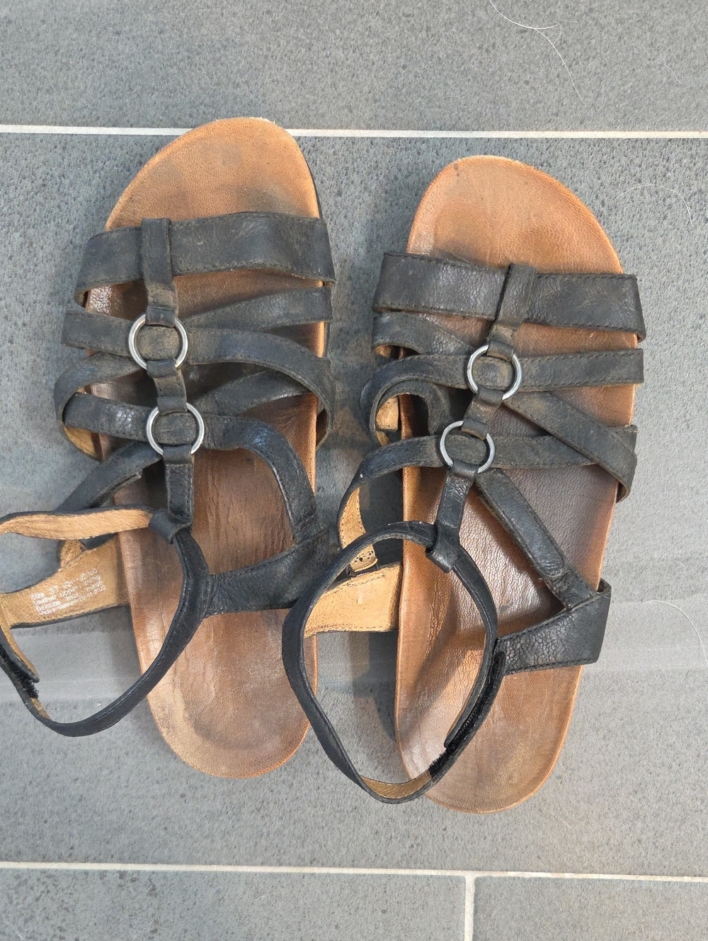 Dansko Black Strappy Sandals with Silver Ring Accents